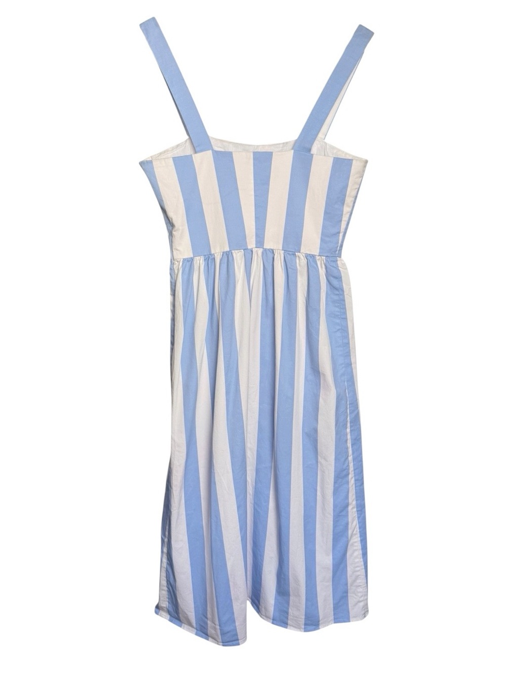 UTERQUE Pin Stripe Fit N Flare Midi Dress Size Small 26 Sleeveless Blue White - Picture 5 of 16